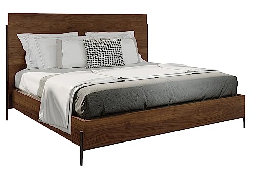 Hekman Furniture King Panel Bed – Bedford Tobacco Finish, Solid Mango Wood, Headboard & Footboard, Hand-Forged Iron Base with Iron Finish, Industrial Bedroom Furniture