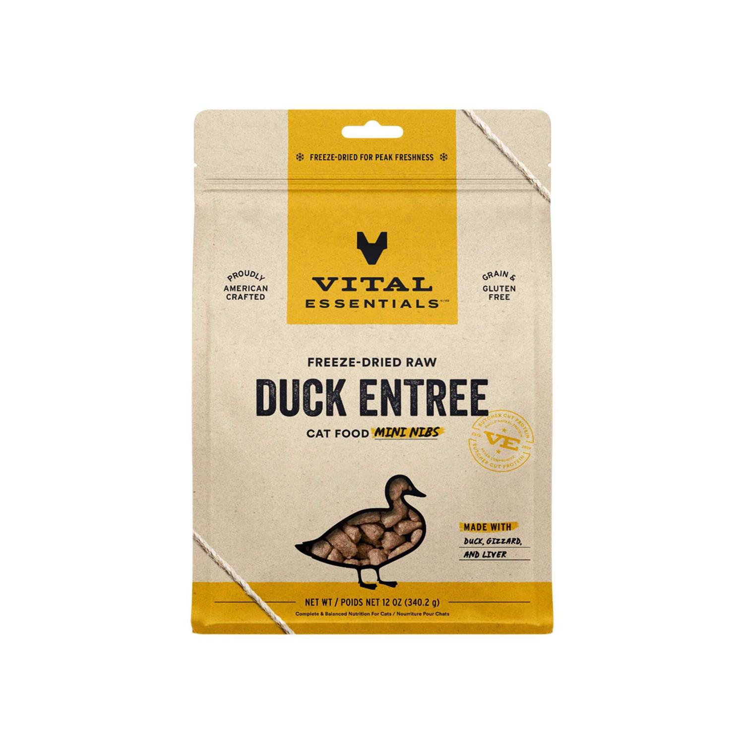 Vital Essentials Duck Entree Mini Nibs Freeze-Dried Raw Cat Food - Pet Supplies online store