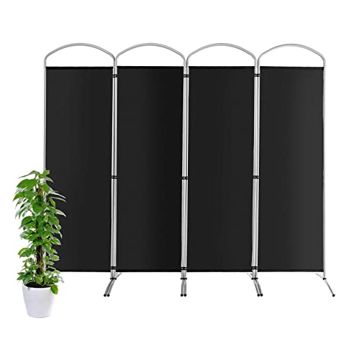 LDAILY 4 Panel Folding Privacy Screen, 6Ft Tall Room Divider, Freestanding Fabric Screen Divider, Portable Porch Shading Partition, Wall Dividers for Home, Office, Living Room (Coffee)