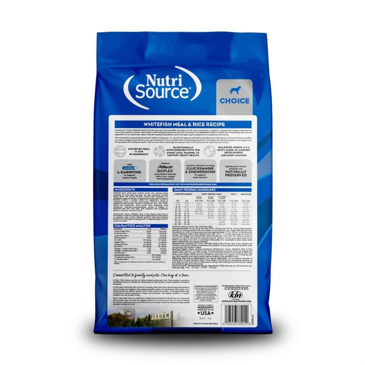 NutriSource Choice Whitefish Meal Rice Recipe Dry Dog Food - Pet Supplies online store