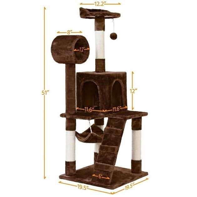 Yaheetech 51-in Plush Multi-Cat Kitten Tree & Condo - Pet Supplies online store