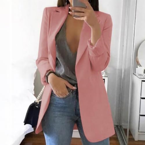 Women 2024 Trendy Blazer Jackets Spring Fall Lapel Collar Business Blazers Open Front Lightweight Work Office Outwear