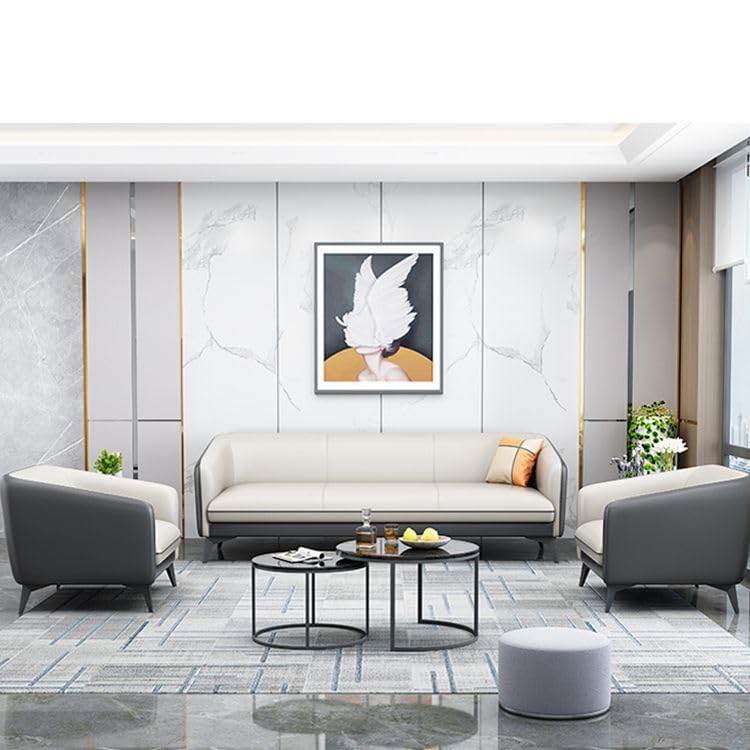 CraftThink Modern Faux Leather Couch Reception Sofa, Comfy Sofa Ergonomic with Armrest, Metal Legs for Living Room, Apartment and Small Space (1 Piece- Loveseat)