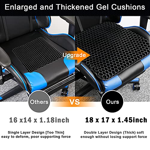 Gel Seat Cushion, Cooling seat Cushion Thick Big Breathable Honeycomb Design Absorbs Pressure Points Seat Cushion with Non-Slip Cover Gel Cushion for Office Chair Home Cars Wheelchair
