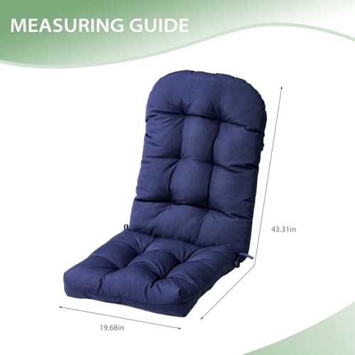 Adirondack Chair Cushion Waterproof Outdoor High Back Chair Cushion, Tufted Rocking Chair Cushion with Ties, Indoor/Outdoor Pads Replacement Seat Cushion for Patio Furniture (Dark Grey)