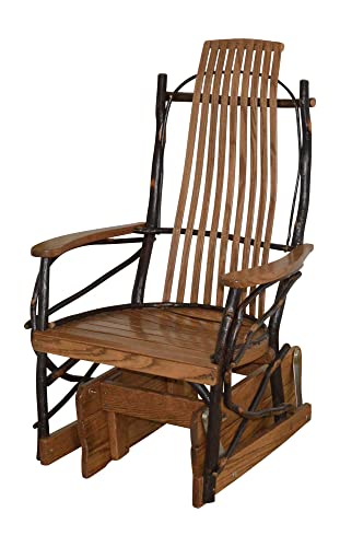 Amish-Made Large Rustic Hickory Glider Rocking Chair