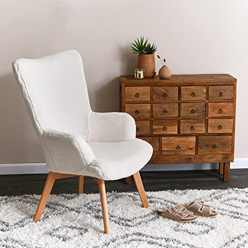 Creative Co-Op Plush Wingback Chair, Light Brown