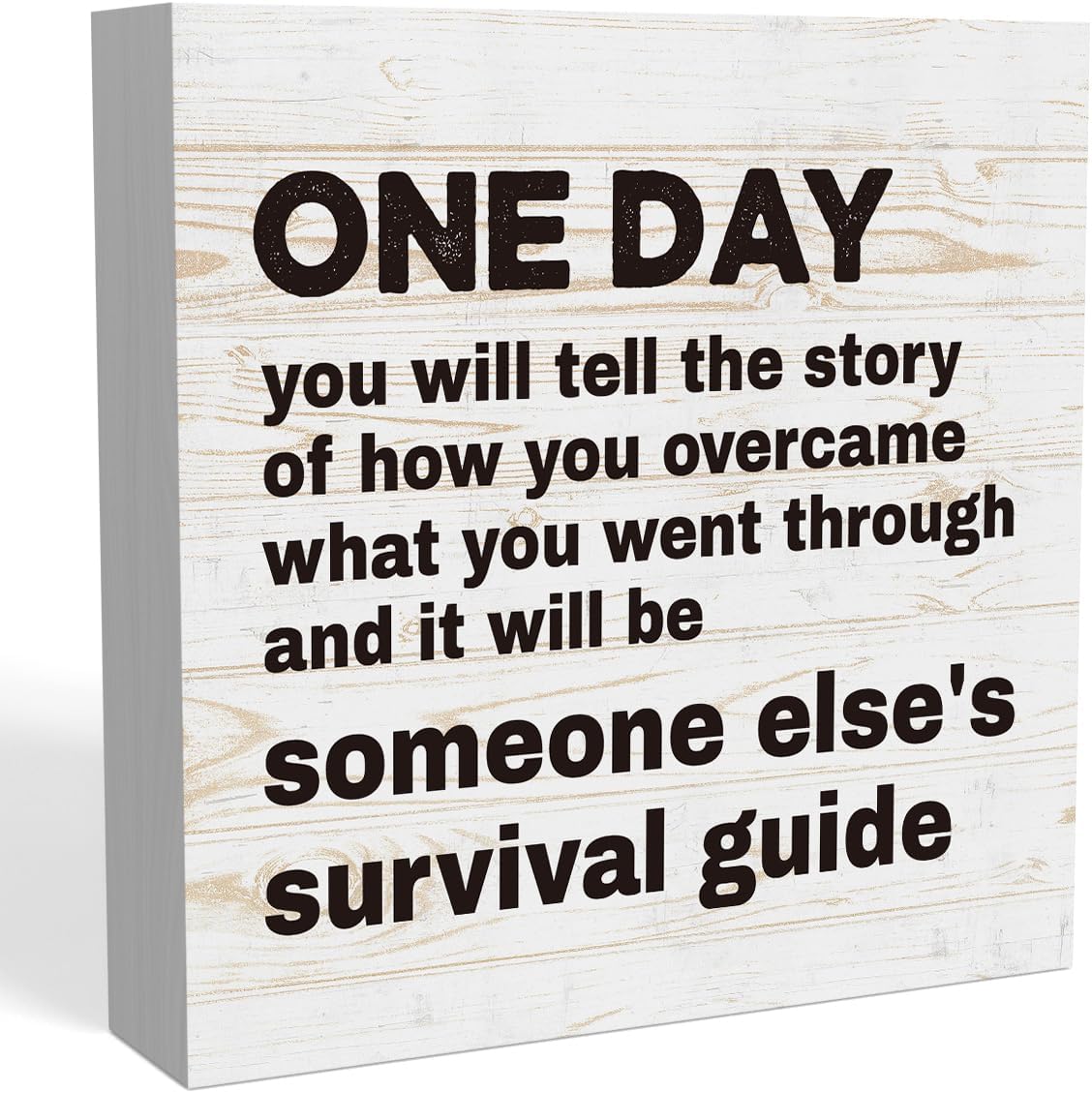 Motivational Office Desk Decor Rustic One Day You will Tell the Story Wood Sign Desk Accessories for Women Home Office Desk Farmhouse Cubicle Shelf Decor Gift for Coworker 5 X 5 Inch