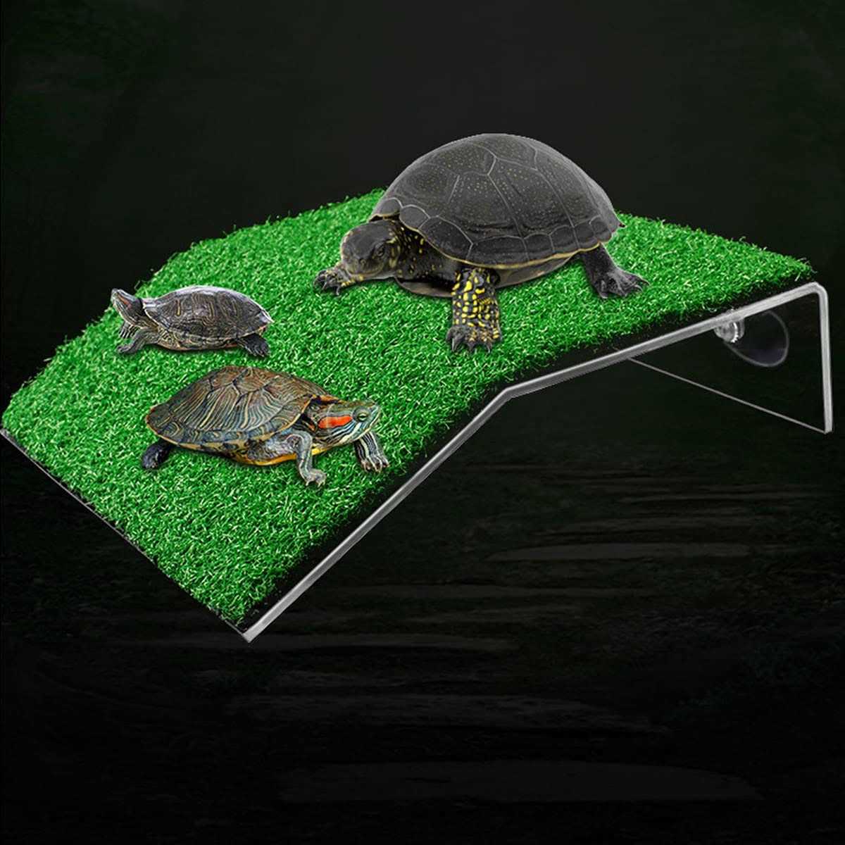 DoubleWood Lawn Turtle Basking Platform Turtle Resting Basking Platform Simulation Grass Turtle Ramp for Turtle Tank - Pet Supplies online store
