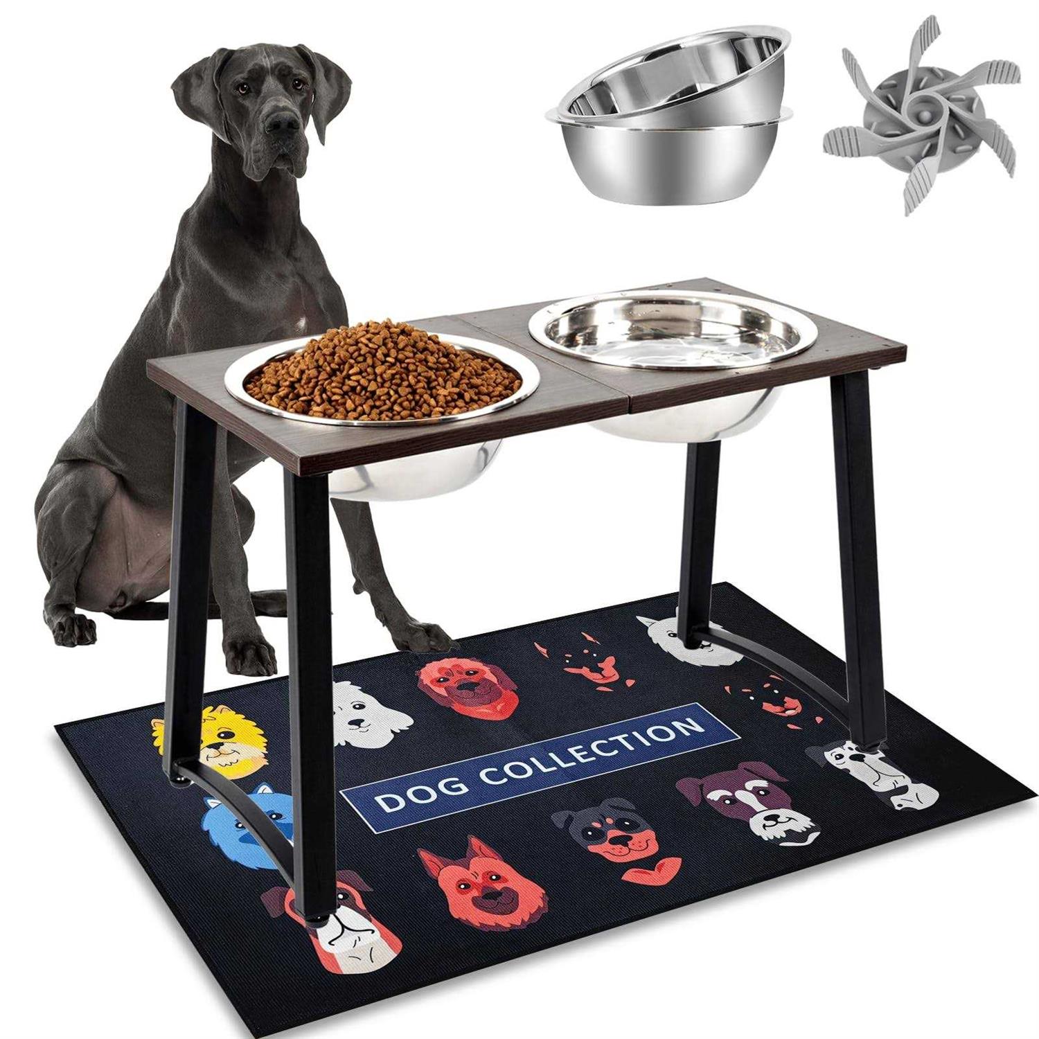 ADENGL Elevated Dog Bowls for X-Large and Large Dogs Raised Dog Bowl Stand with 2 X-Large Stainless Steel Bowls and Slow Feeder - Pet Supplies online store