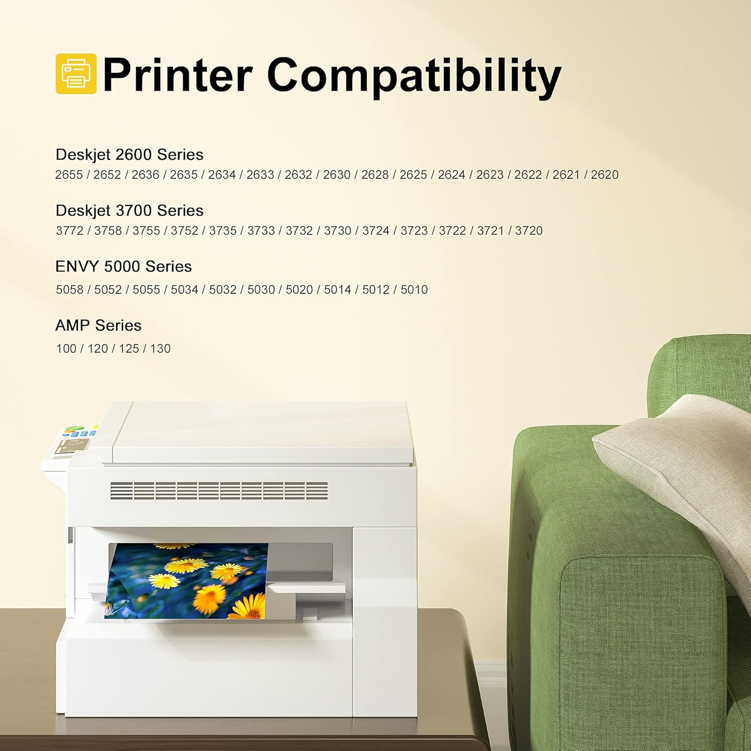 65XL Ink Cartridges Combo Pack Replacement for HP 65 Ink 65XL High Yield Work with DeskJet 3772 3755 3722 3752 3700 2600, Envy 5055 5000 5070 5052 5014 Printer(1 Black, 1 Tri-Color)