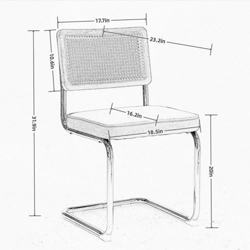 Mid-Century Modern Velvet Accent Dining Chairs Set of 2 - Natural Cane Rattan Back with Stainless Chrome Cantilever Base, Upholstered for Ultimate Comfort in Your Kitchen or Dining Room (Olive Green)