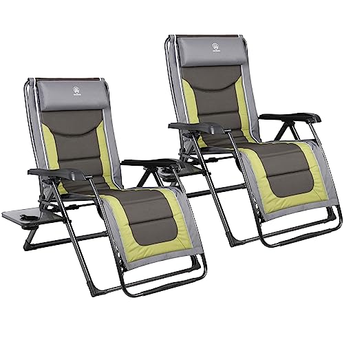 EVER ADVANCED Oversize XL Zero Gravity Recliner Padded Patio Lounger Chair with Adjustable Headrest Support 350lbs, Blue