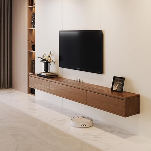 Floating TV Stand Wall Mount, 47.2/63in Solid Wood Entertainment Center TV Storage Shelf for Living Room, Wall Mounted TV Cabinet Media Console Unit with 2 Drawers Easy to Clean (Color : B, Size : 1