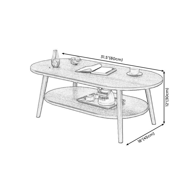 CraftThink Coffee Table, Modern Style Wooden 4-legs Base Top Coffee Table for Living Room - Shelves Included White- 24