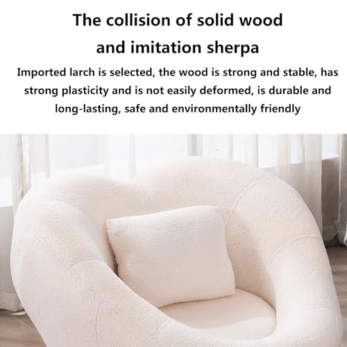 Lazy Sofa Chair with Ottoman,Imitation Sherpa Fabric Indoor Chaise Lounge,Mid Century Modern Chair for Bedroom Reading Room (Color : Pink)