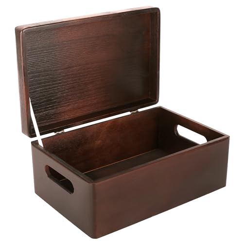 Large Brown Wooden Box Storage with Hinged Lid | 15.8 x 11.8 x 9.44 inches (+-0.5) | Gift Box Storage Document | Wood Keepsake Chest Product NOT Intended for 15 Years OR Below