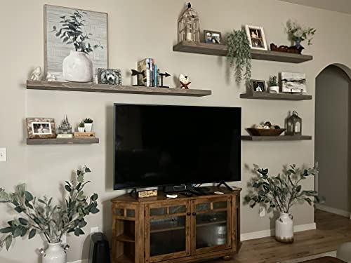 Joel's Antiques | 24 Inch Wide | Floating Shelves for Wall | Made of Natural Wood | Easy Install | Heavy Duty| Perfect for Bathroom Kitchen, Living Room | 10 inches Deep x 2 Inches Thick | Natural