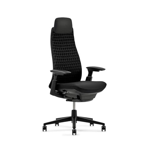 Haworth Fern Executive Office Chair with Ergonomic Innovations - Stylish Desk Chair with Digital Knit Finish and Adjustable Headrest - Without Lumbar Support (Ember)