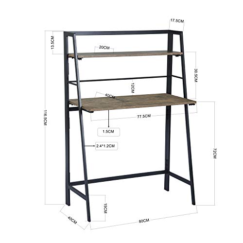 FurniturerR Folding Computer Desk 39.4'' Inch Foldable Home Office Writing Desk Student Study Modern Wooden Desk Laptop Desk Sturdy Work PC Table (Brown, 39.4 x 19.7 x 50.2 inches)