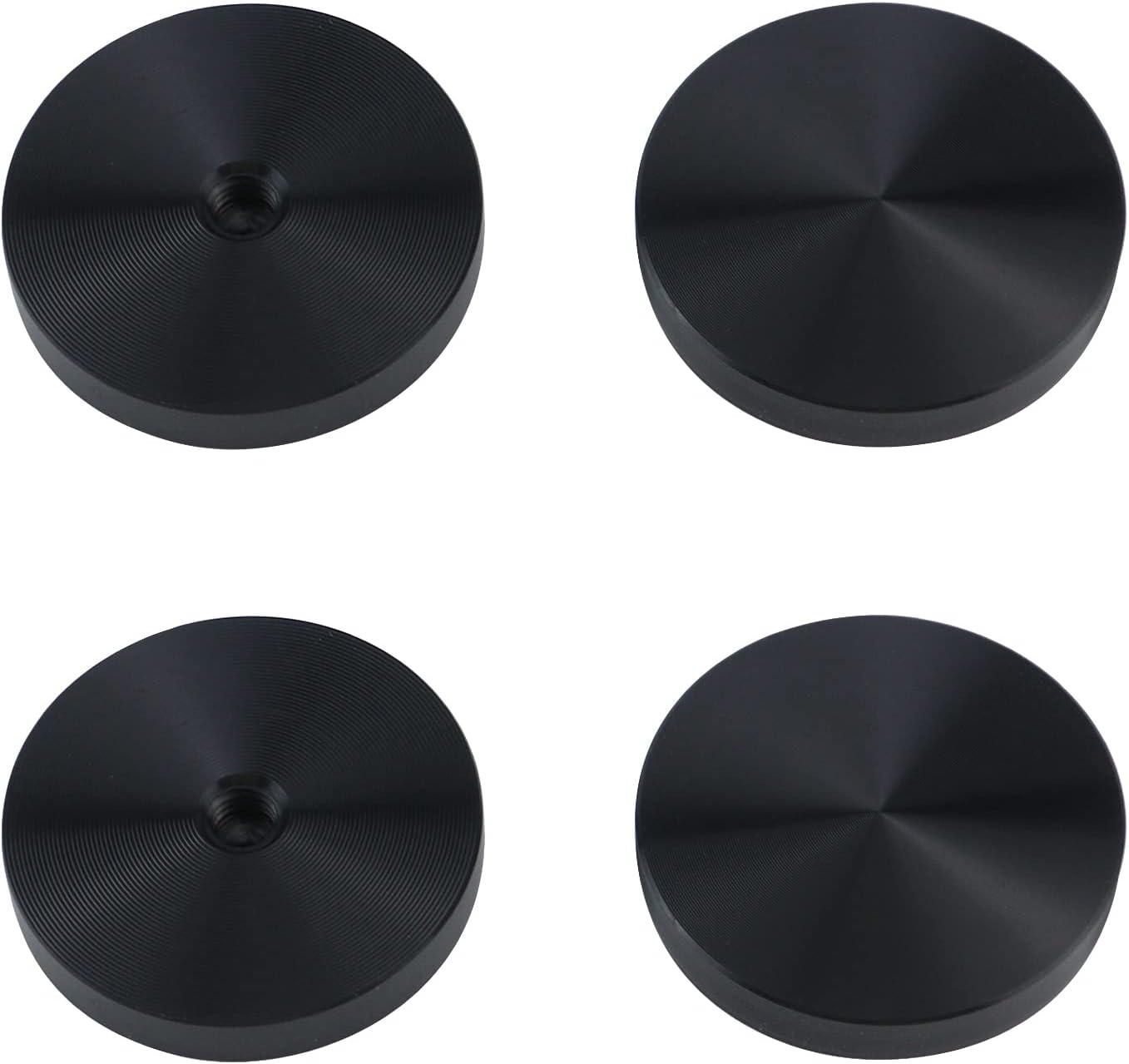 Antrader M8 Thread 50mm Diameter Aluminum Circle Disc Glass Top Adapter for Glass Table Tea Tables, Black, 4 Pack