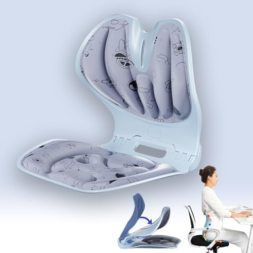 foldable Lumbar Support Posture Corrector for Chair Ergonomic Back Support for lower back pain spinal decompression devices for office workers(Grey with cartoon)