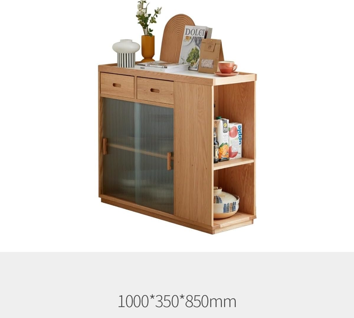 Buffet Cabinet Solid Wood Slate Sideboard Home Living Room Partition Cabinet Oak Storage Side Cabinet Modern Minimalist Restaurant Cupboard Buffet Sideboard