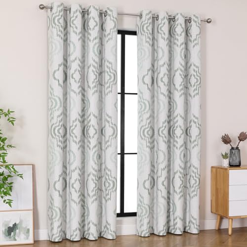 Farmhouse Blackout Curtains, 84Inches Long, Set of 2 Panels Grommet Top for Living Room,Window Treatment Sets, Vintage Country Style Floral Light Beige, W 52xL 84 Inch