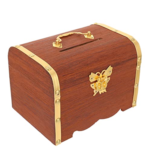 EXCEART 1pc Wooden Treasure Chest Wooden Storage Chests Vintage Kids Money Bank Wooden Storage Trunks Mini Keepsake Storage case Money case Wooden Chest Bank Jewelry Savings Box Child