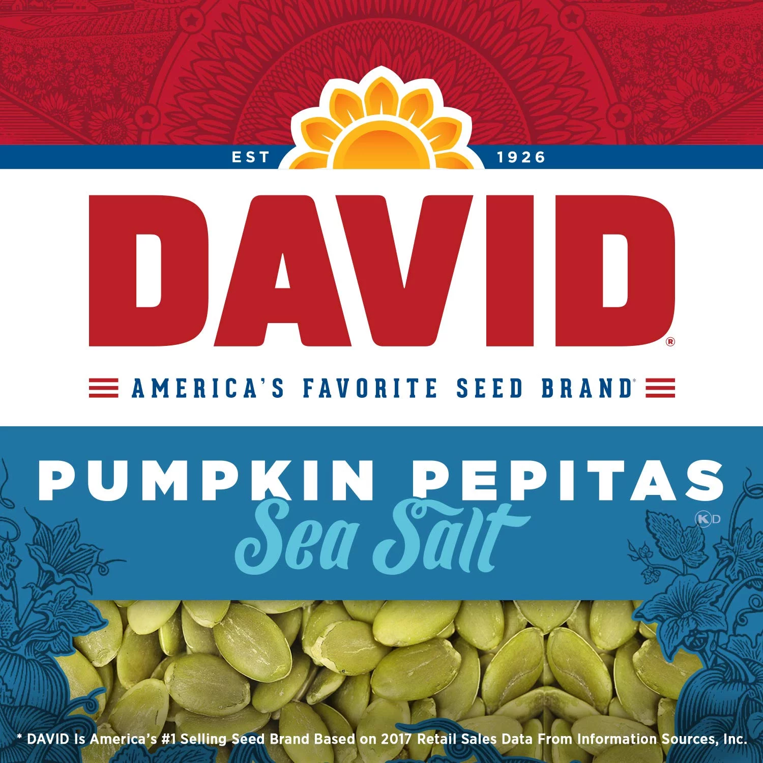 DAVID Sea Salt Pumpkin Pepitas Seeds 5-oz. Resealable Bag (Pack of 8)