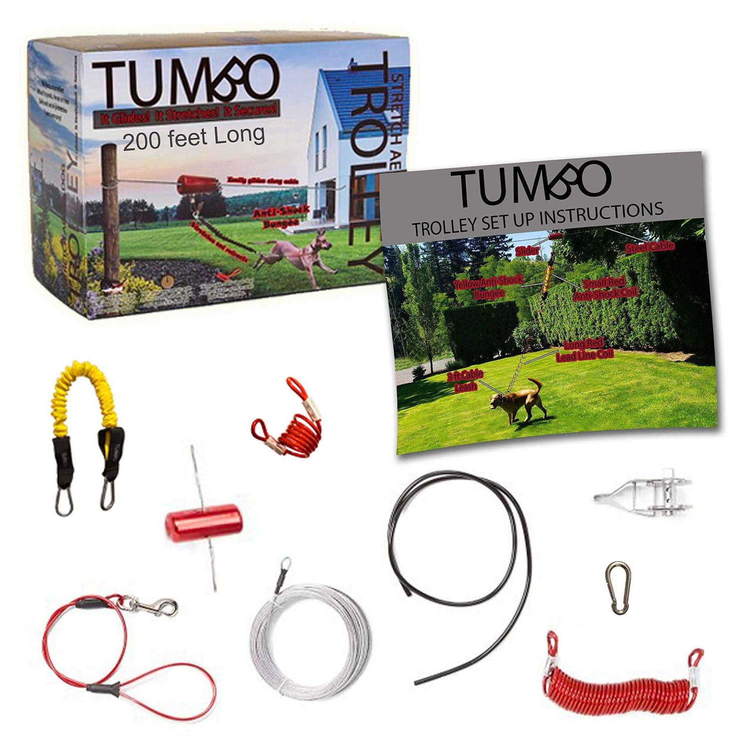 Tumbo Trolley Anti-Shock Aerial Dog Runner for Yard Small and Large Dog - Pet Supplies online store