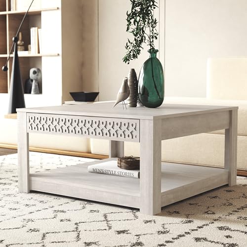 Galano Doyle End Table - Bedside Tables for Bedroom - Small End Table - Sofa Side Table - Drawer Glides - Easy Assembly - Knotty Oak