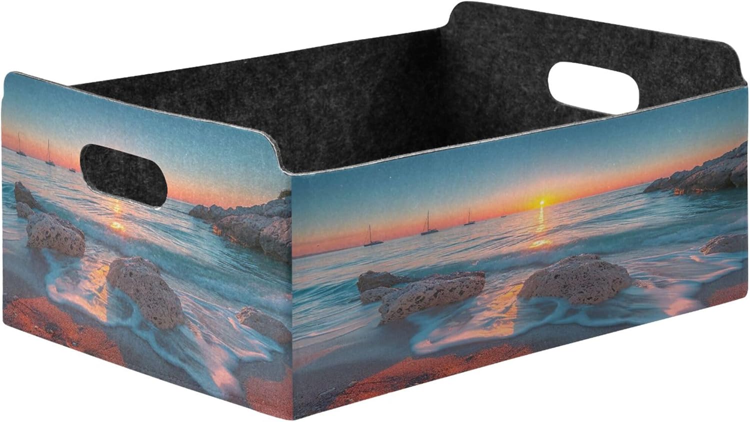 xigua Beach at Sunset Storage Bins with Handle Collapsible Storage Cube Home Decor Storage Baskets Organizer for Toys Books Shelves Closet Laundry Nursery