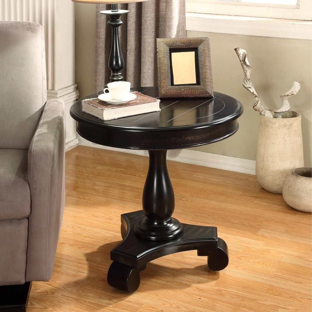 Sierra Round Wood Pedestal Side Table Espresso Espresso Finish Veneer, Wood Modern & Contemporary Side Tables, End Tables