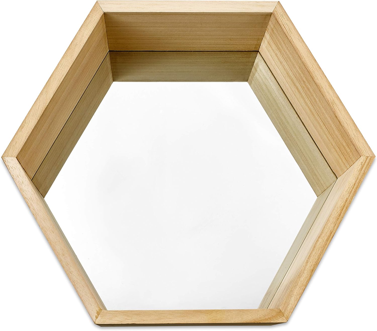 PARNOO Wall Mirror Set of 3 Hexagonal Wood Frame Mirrors | Wall Mounted Mirrors | Geometric Mirror Set for Wall Décor