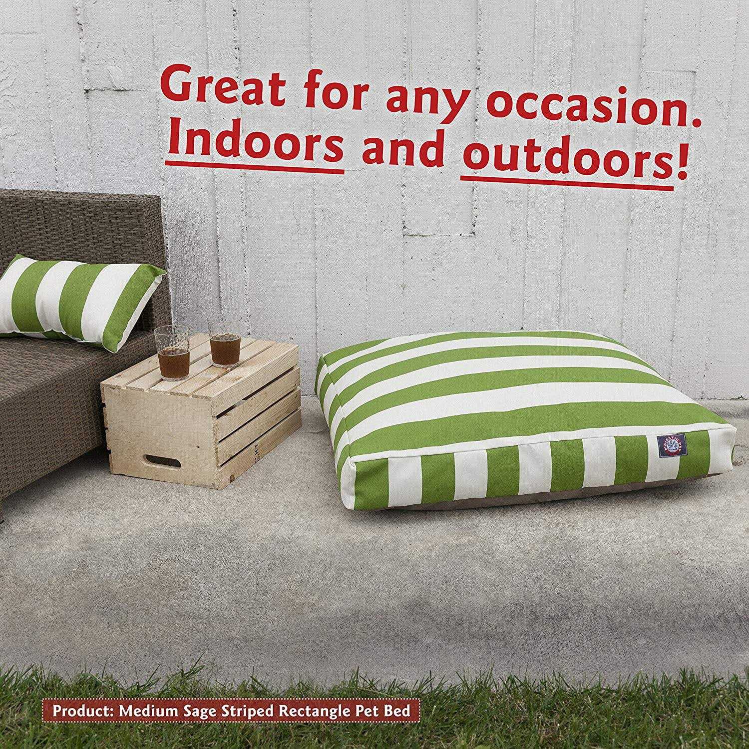 Majestic Pet Vertical Stripe Rectangle Dog Bed - Pet Supplies online store