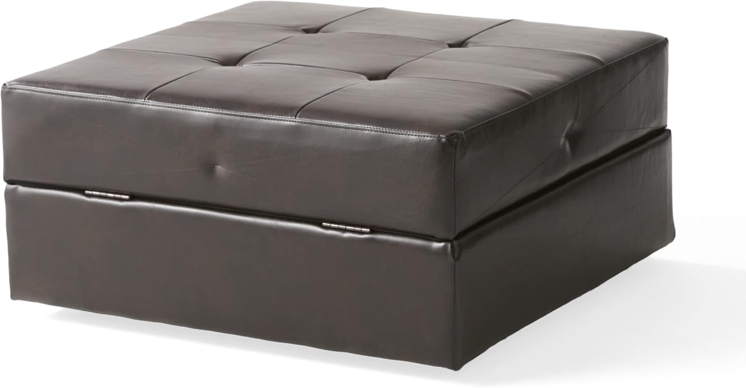 Christopher Knight Home Burlington Leather Storage Ottoman, Brown