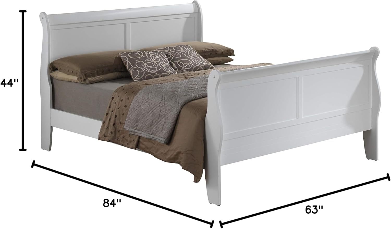 Glory Furniture Louis Phillipe Queen Sleigh Bed in White