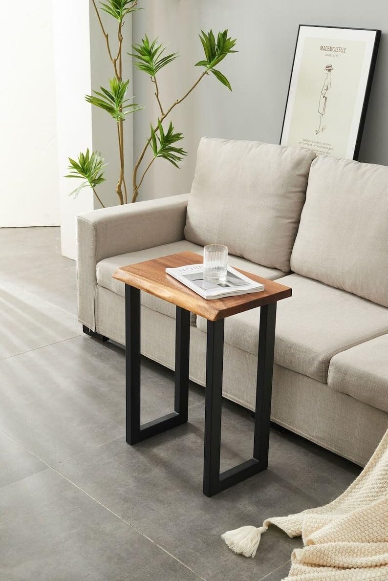 End Table - Tropical Hardwood, End Table, Side Table, Modern End Table, Solid Wood End Table with U Shaped Legs