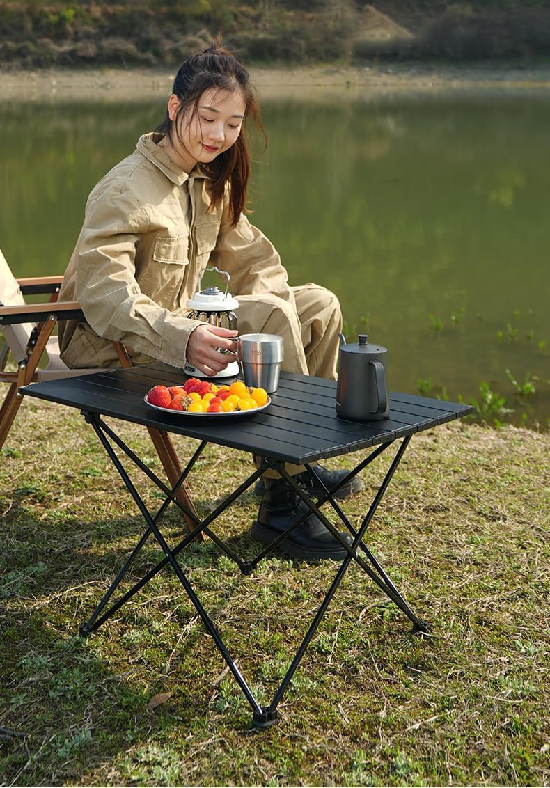 SOUJOY Camping Side Table, Portable Large Size Folding Beach Table, 22''L x 16''W x 15.7''H Aluminum Picnic Backpacking Table for Outdoor Cooking, BBQ, Hiking, Boat, Travel