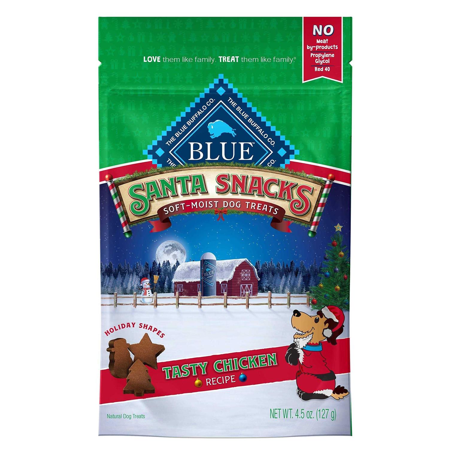 Blue Buffalo Chicken Santa Snacks Natural Soft Dog Treats - Pet Supplies online store