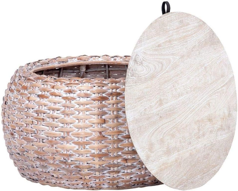 Safavieh Home Klarysa Natural White Wash Wood and Rattan Storage Coffee Table