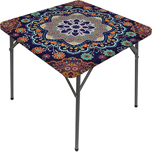 Paisley Square Table Cove, Paisley Style Textures, Elastic Edge, Suitable for Kitchen Party Picnic, Fit for 47