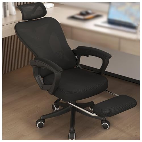 Gaming Chair with Footrest Headrest and Backrest 90-135 Adjustable,Wheels 360 Swivel Ergonomic Chair with Foot Rest Breathable Mesh,for Home/Study/Working,Black