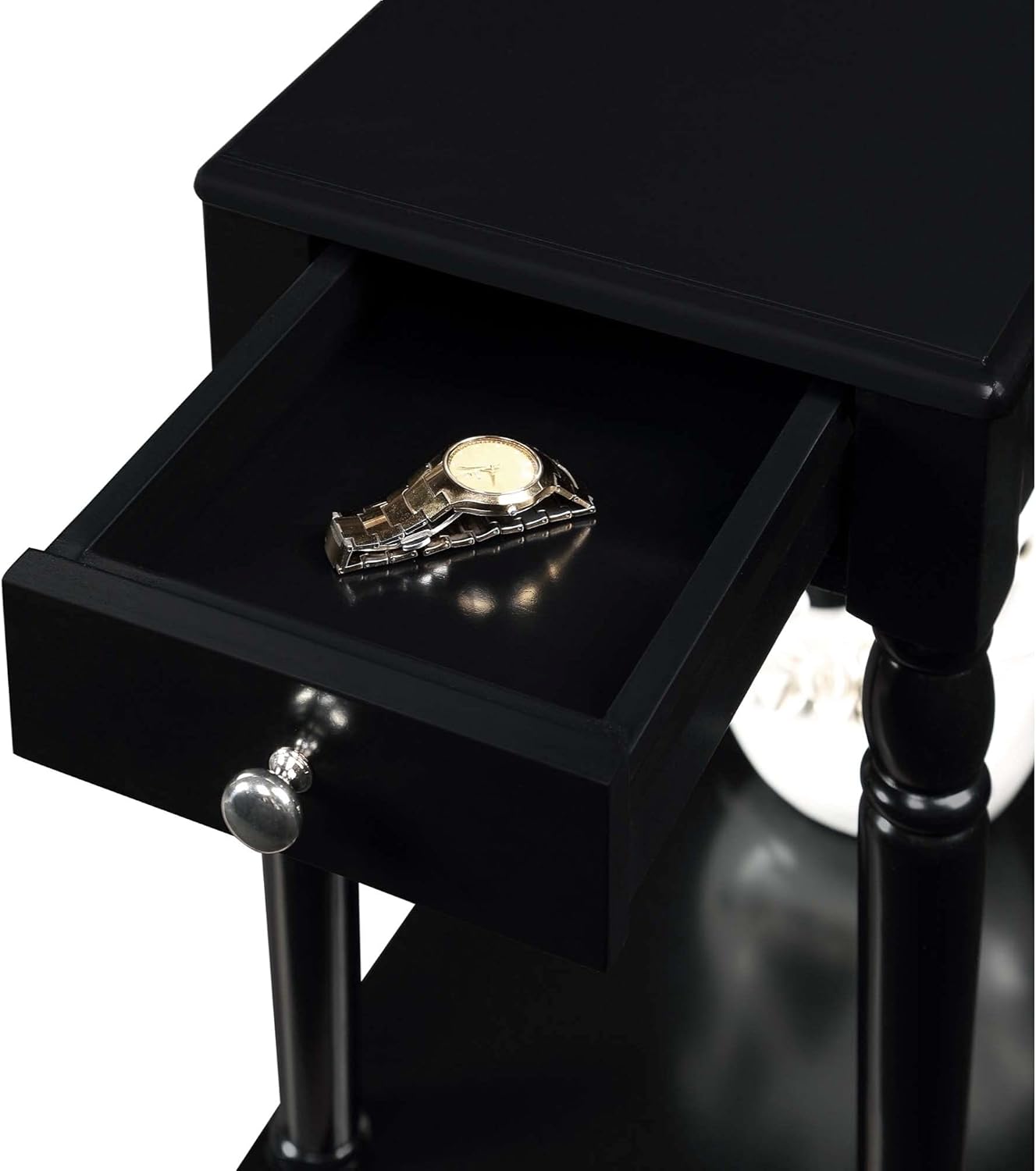 Ergode French Country No Tools Chairside End Table with Shelf - Stylish, Versatile, and Easy to Assemble for a Perfect Home Makeover