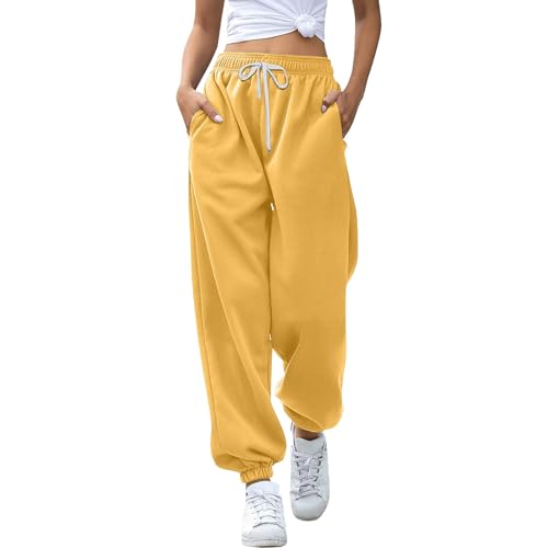2024 Women Cinch Bottom Sweatpants Casual Drawstring High Waisted Active Workout Pant Sports Jogging Lounge Trousers