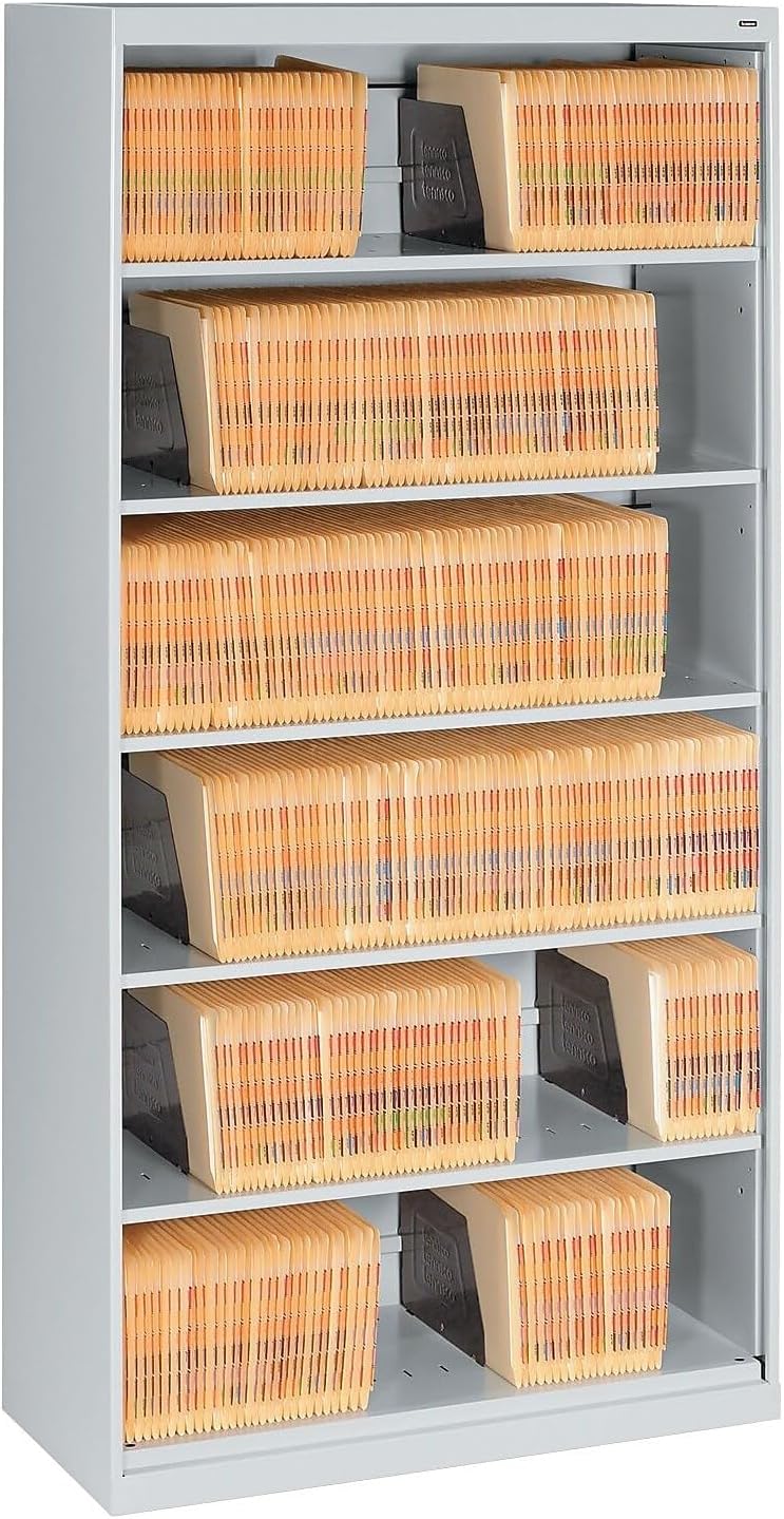 Tennsco Open Fixed Shelf Lateral File, 36w x 16 1/2d x 75 1/4, Light Gray