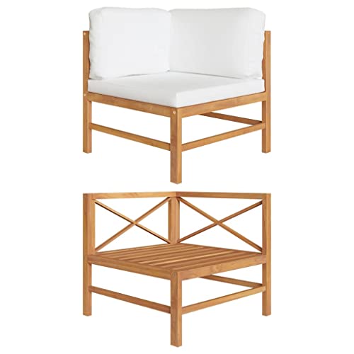Modern Outdoor Seating,Wooden Parlor Sofa,All Weather Patio Seating,for Garden,Porch,Backyard,2 Piece Patio Lounge Set with Cream Cushions Teak Wood