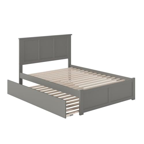 AFI Madison Full Size Platform Bed with Footboard & Full Trundle in White