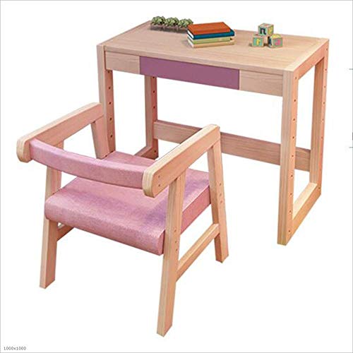 YGCBL Office Desk,Decorative Table,Study Table Set Can Be Raised and Lowered Solid Wood Home Pupils Desk Combination Pine Writing Desks,Pink,653360Cm